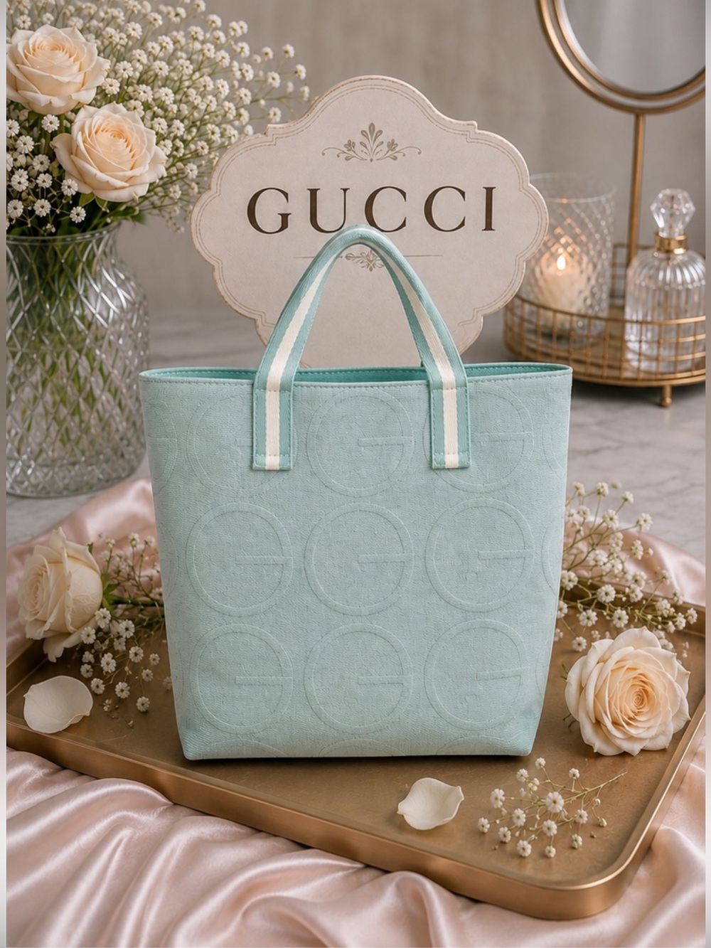 Gucci Light Blue Tote Bag. - Picture 2 of 12